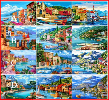 MomoArt New Collection 2023 Diamond Painting Seaside Town Mosaic