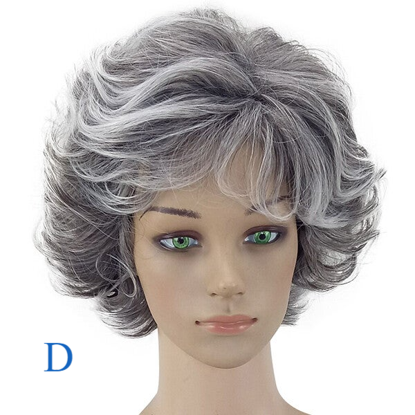 Hairjoy Women Wig 2 Tones Grey White Ombre Synthetic Short Layered