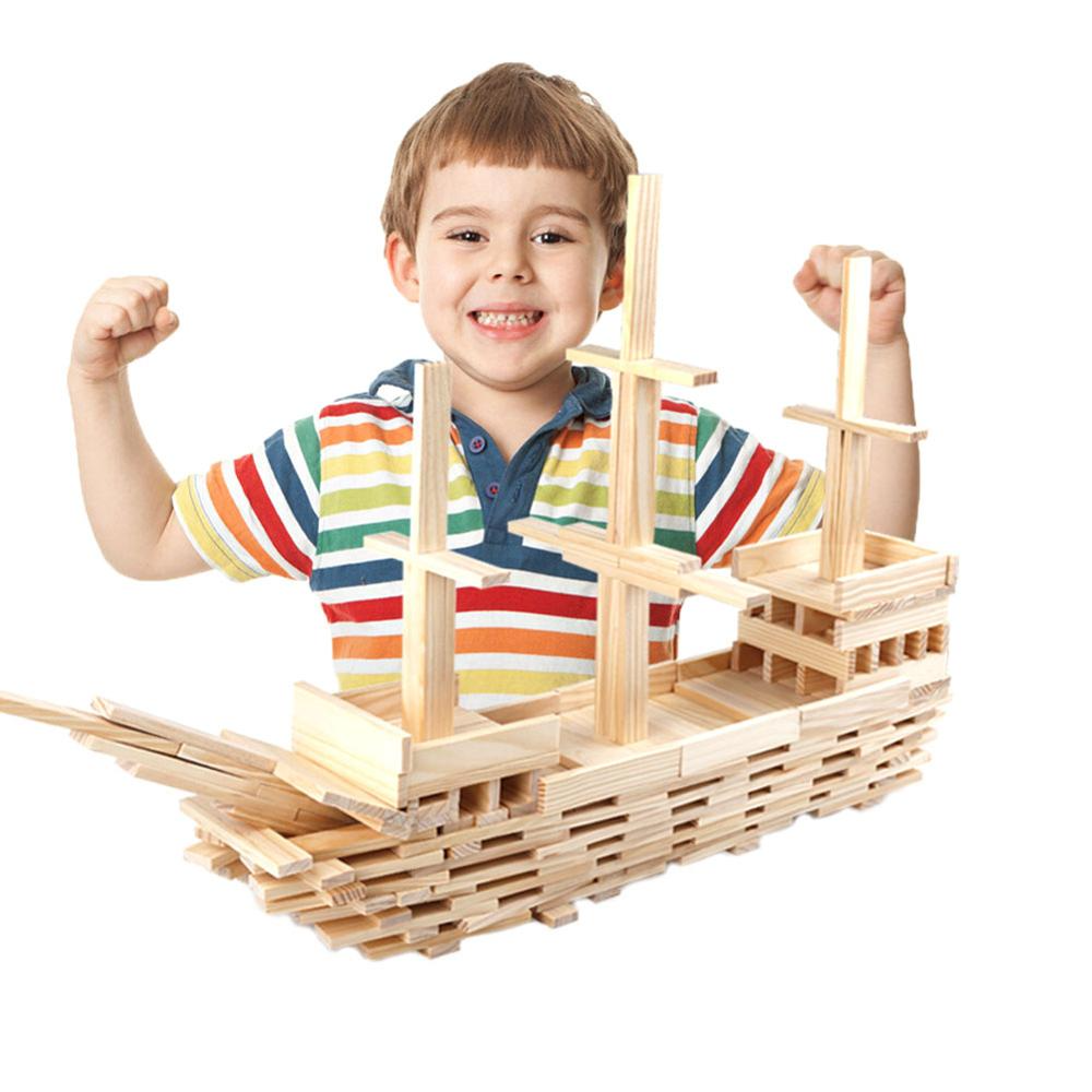 Wooden Construction Building Model Building Blocks Children's