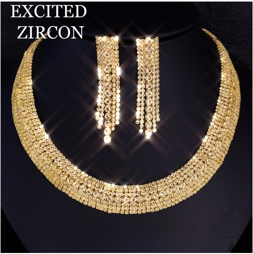 Fashion Luxury Bridal Jewelry Sets for Women Rhinestone