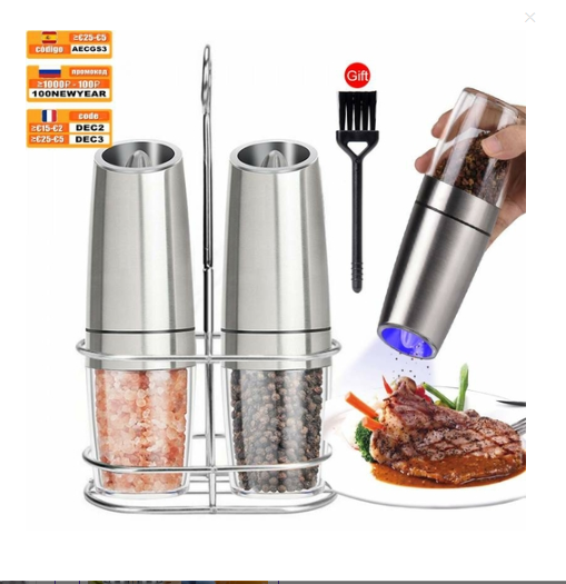 Stainless Steel Electric Salt Pepper Mill | Stainless Steel Kitchen