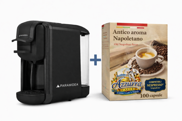 Azzurra Caffè Kit Espresso Napoletano 100 Capsule Compatibili Nespresso® + Macchina Piramidea