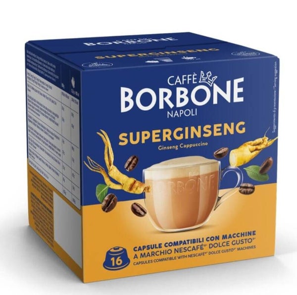 Caffè Borbone Napoli – Superginseng, 16 capsule compatibili Dolce Gusto (Ginseng Cappuccino