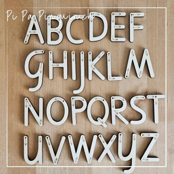 Holz-Grossbuchstaben in der Basisschrift zum Anfassen (A–Z) 4cm
