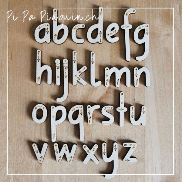 Holz-Kleinbuchstaben in der Basisschrift zum Anfassen (a–z) 4cm