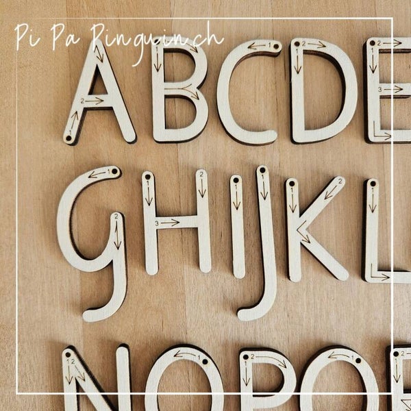 Holz-Grossbuchstaben in der Basisschrift zum Anfassen (A–Z) 4cm