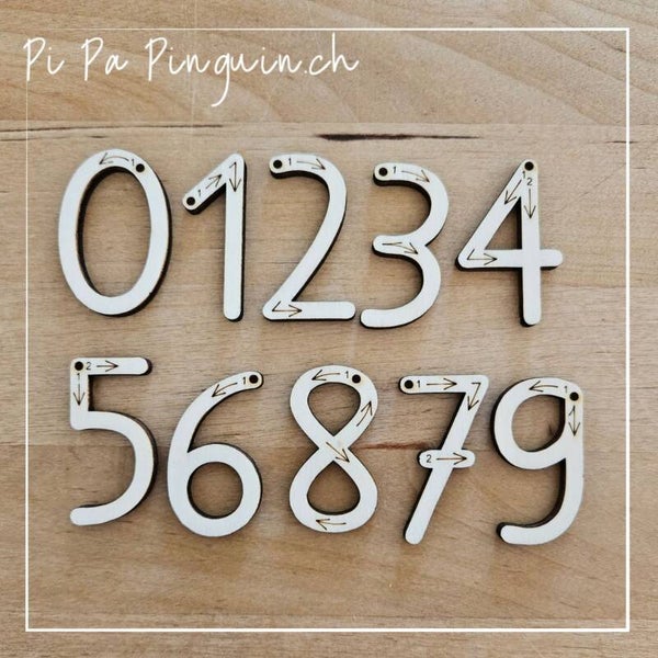 Ziffern Basisschrift 0-9 Holz 4cm