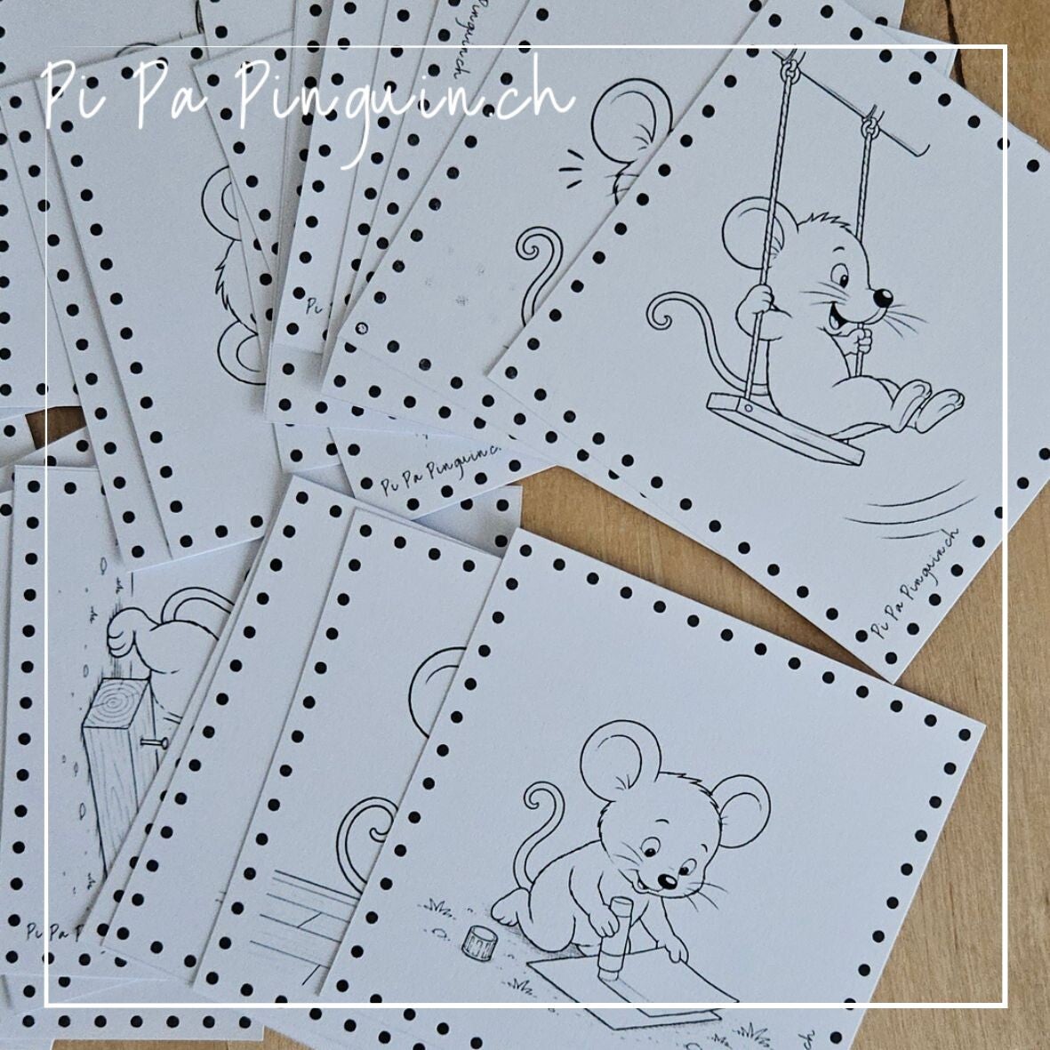 Pantomime-Bildkarten mit Maus für Verben und Sprachförderung im Kindergarten und in der Grundschule.