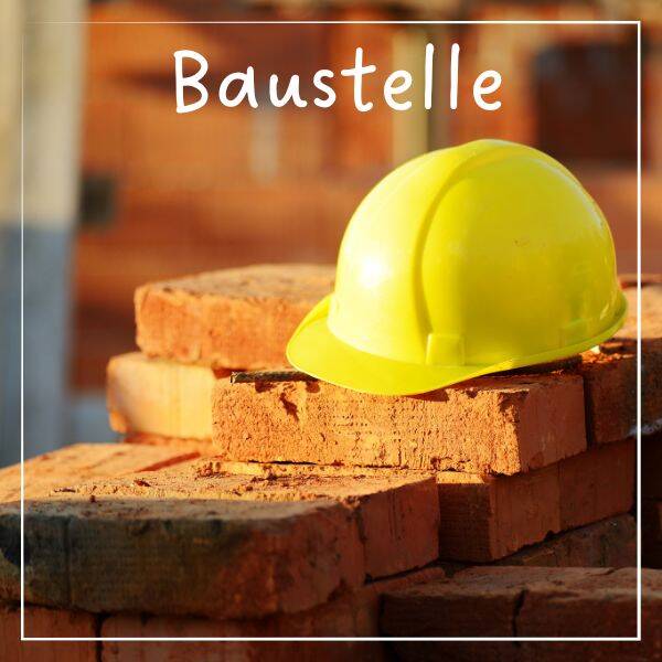 Thema Baustelle im Kindergarten und Unterstufe m it Lernmaterialien zu Baumaschinen, Bagger und Arbeiten auf der Baustelle