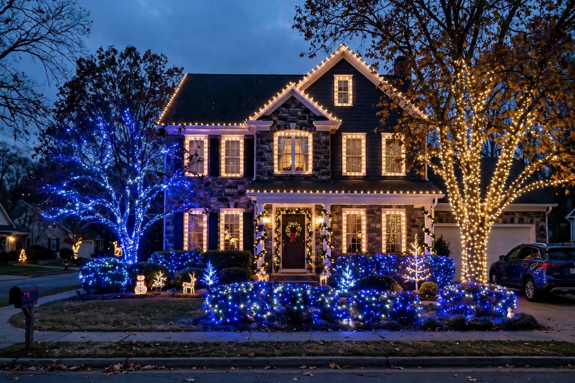 Christmas light installation in Cincinnati, Ohio by Nienaber And Sons Lawn Care 
