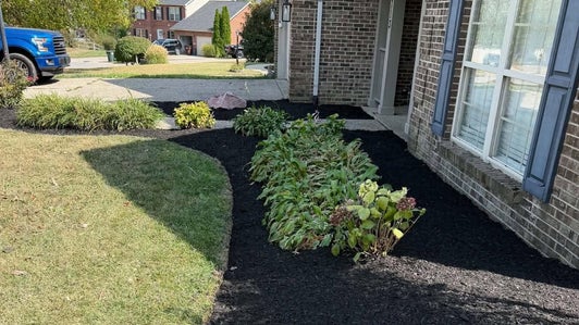 Green Township Ohio landscape beds after fresh mulch installation