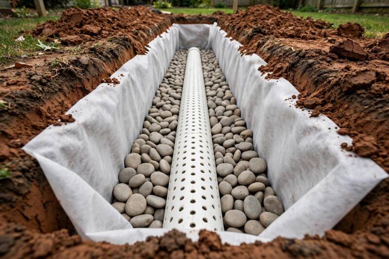 French drain installation Cincinnati Ohio - fixing standing water and soggy yard