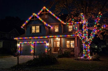 Christmas light installation in Cincinnati using customer-owned holiday lights