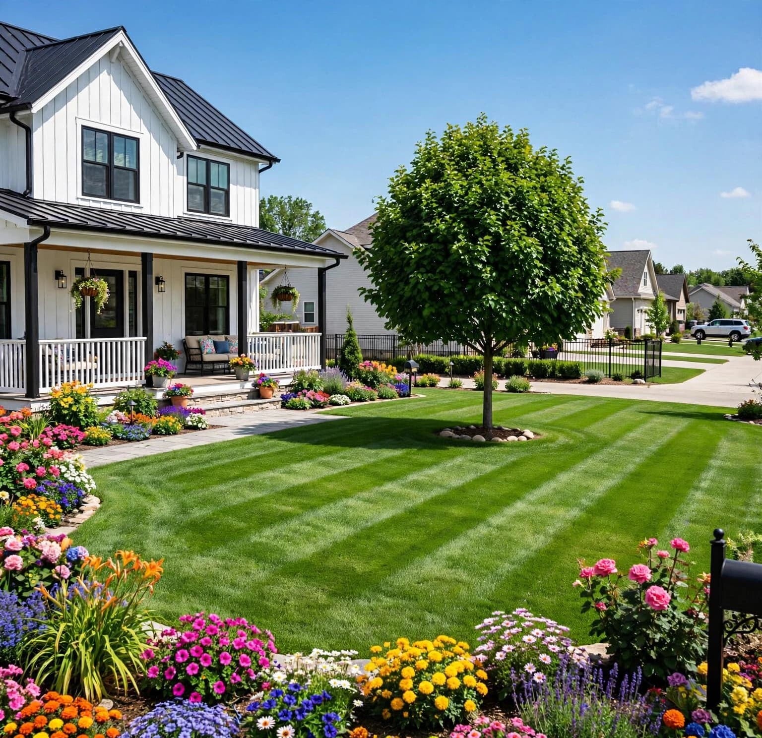Professional residential lawn maintenance and mowing services provided by Nienaber & Sons Lawn Care.