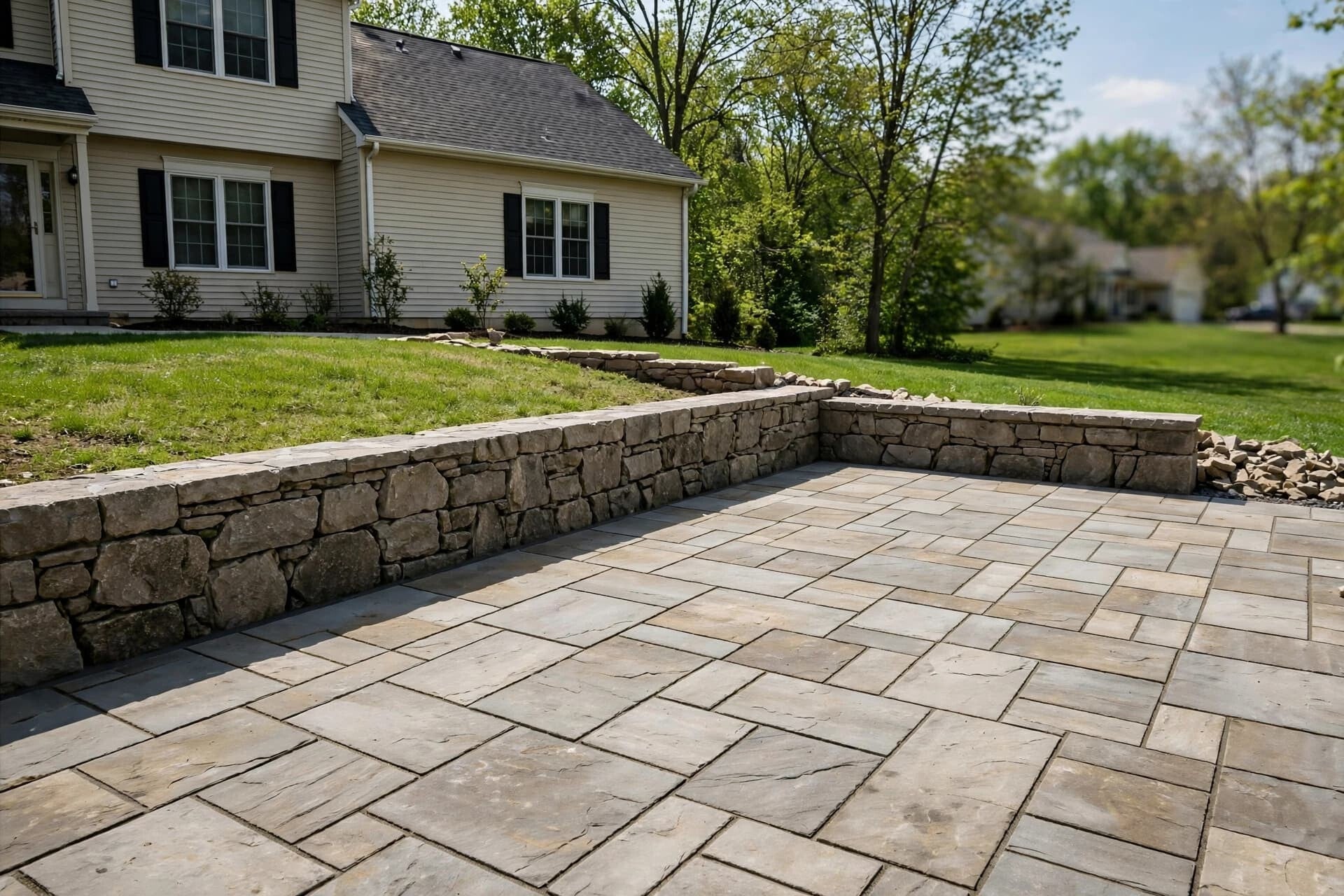 Custom paver patio hardscaping installation in Cincinnati Ohio 