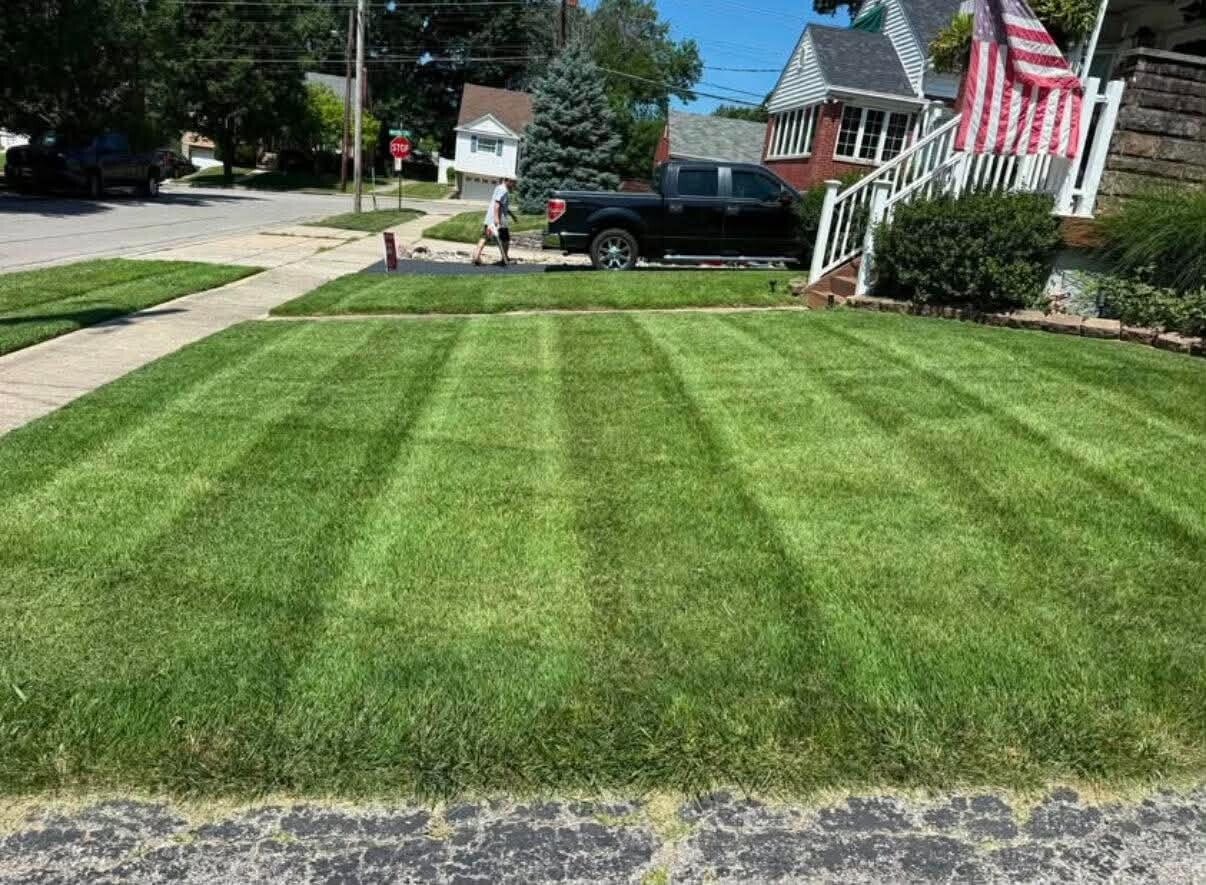 Professional residential lawn mowing and property maintenance in Bridgetown, Ohio by Nienaber And Sons Lawn Care.