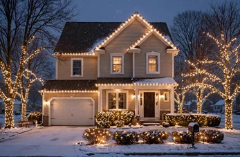 Professional Christmas light installation on a Cincinnati-area property by Nienaber And Sons Lawn Care L.L.C.