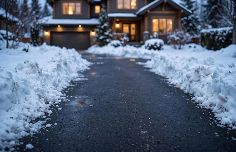 Professional snow blowing and sidewalk ice clearing for a house in Greater Cincinnati