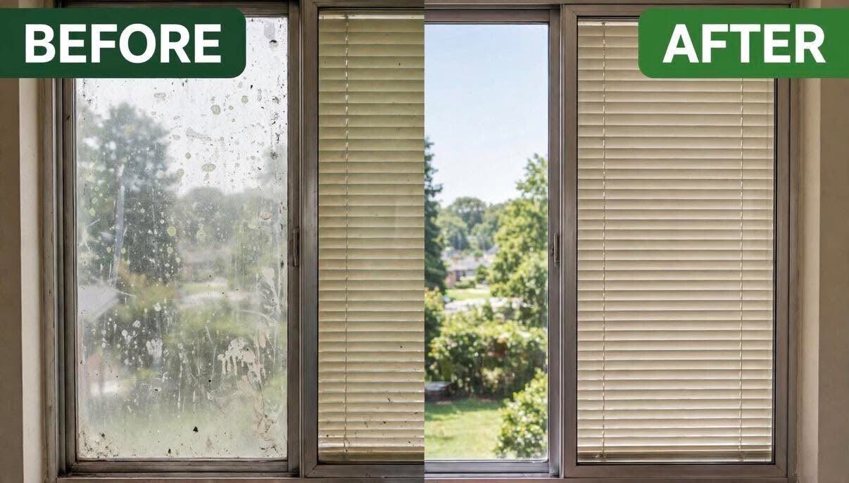 Clean residential windows after professional window cleaning in the Cincinnati area