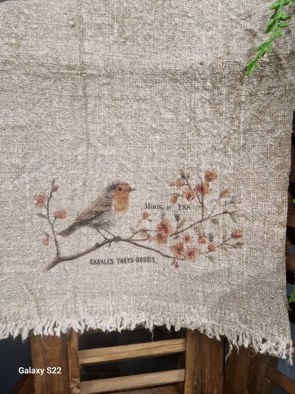 shabby doek roodborstje op tak