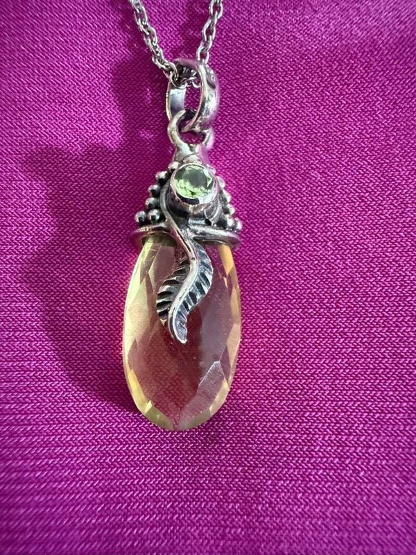 Lemon Quartz Pendant and Chain