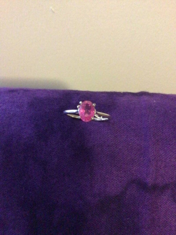 Pink Quartz Silver Ring