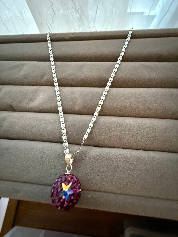 Swarovski Purple Pendant and Chain