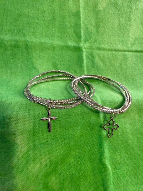 White Crystal Bracelets With Cross  ,                       Re-designed by Tina