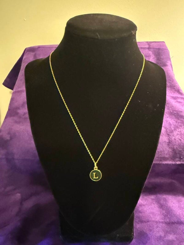 Gold Station Chain and Letter Pendant L