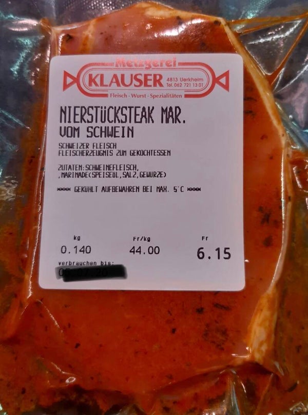 Schweinsnierstück-Steak mariniert