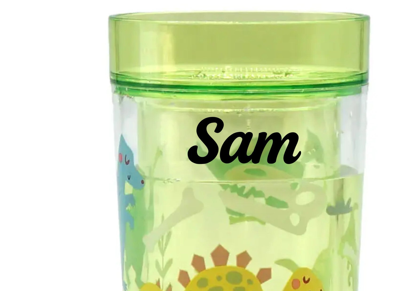 Glitzerbecher mit Namen, Dino