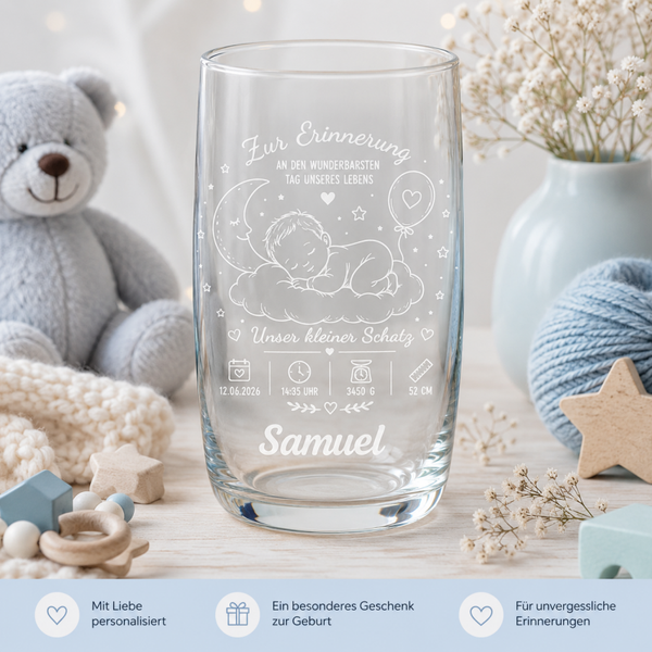 Personalisiertes Erinnerungsglas zur Geburt – Ein Geschenk für die Ewigkeit