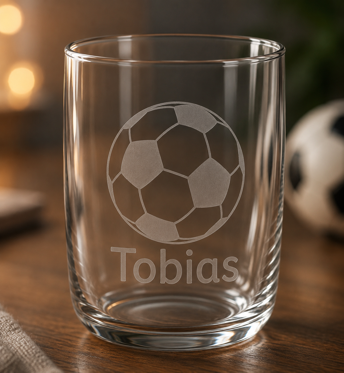 ⚽ Personalisiertes Fußballglas mit Wunschnamen, Fussball mit Namen
