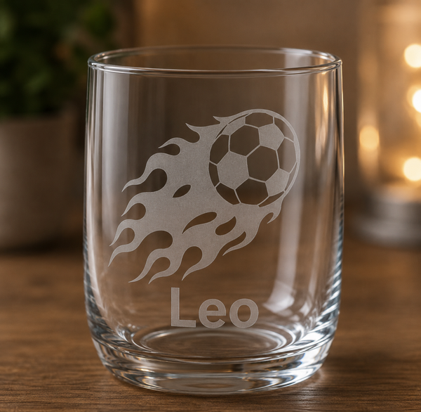 ⚽ Personalisiertes Fußballglas mit Wunschnamen, Fussball mit Namen