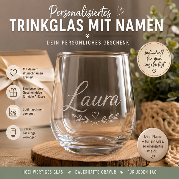 Trinkglas mit Namen & Icon zur Auswahl