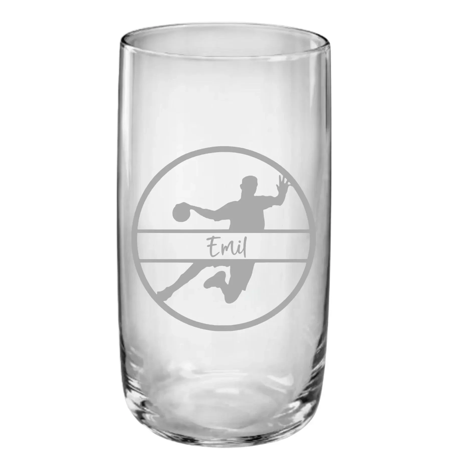 🏐Personalisiertes Handballballglas mit Wunschnamen, mit Handballspieler/innen