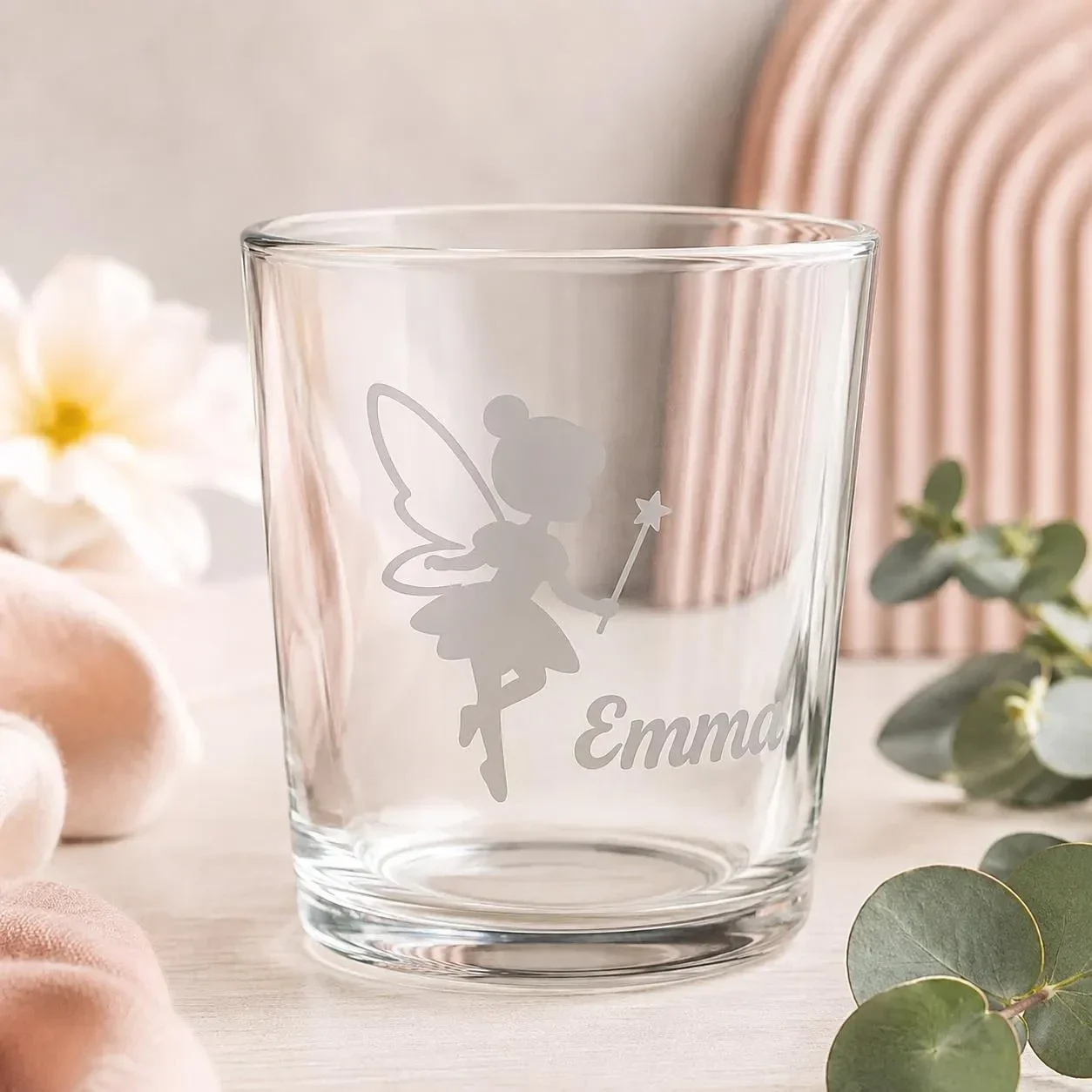 Personalisiertes Kinderglas mit Namen graviert - robustes Trinkglas für Kinder 200 ml - Geschenk zur Taufe Geburtstag, Spülmaschinenfest