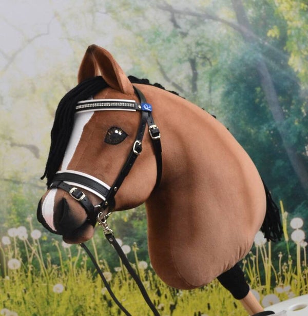 Hobbyhorse hoofdstel gecombineerde neusriem onderlegd met wit kunstleder