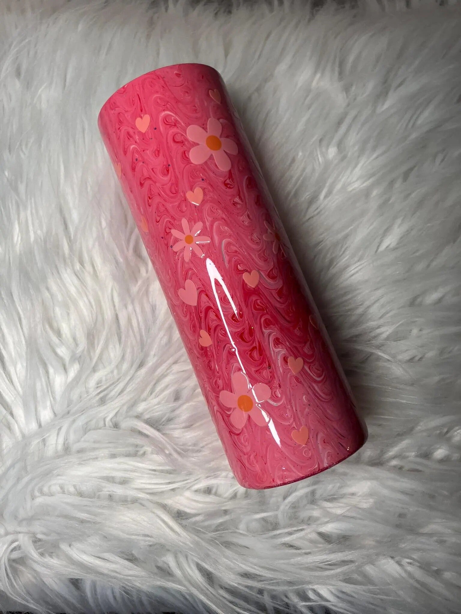 Pink Hearts & Flowers Tumbler