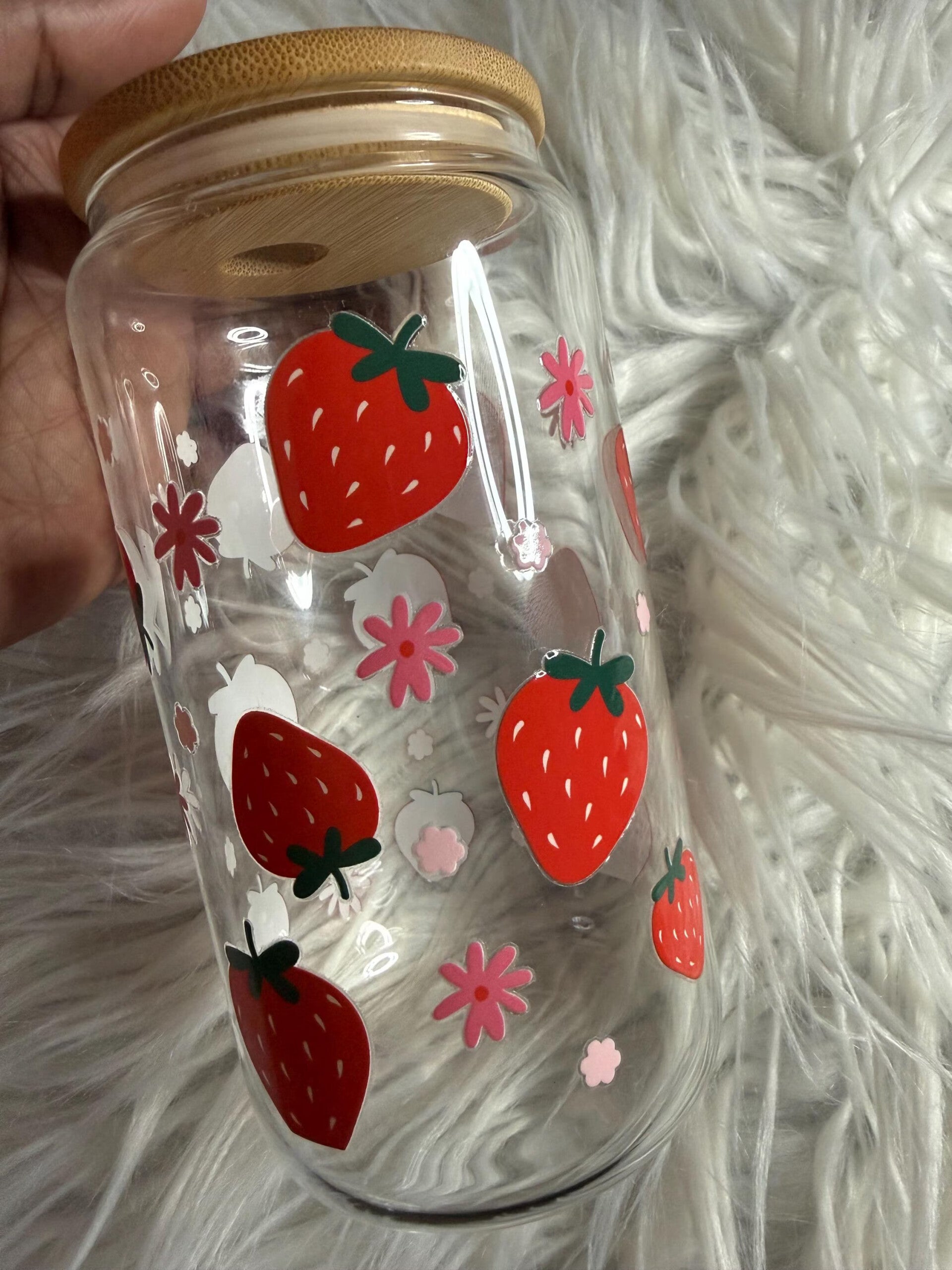 Strawberry Glass Can