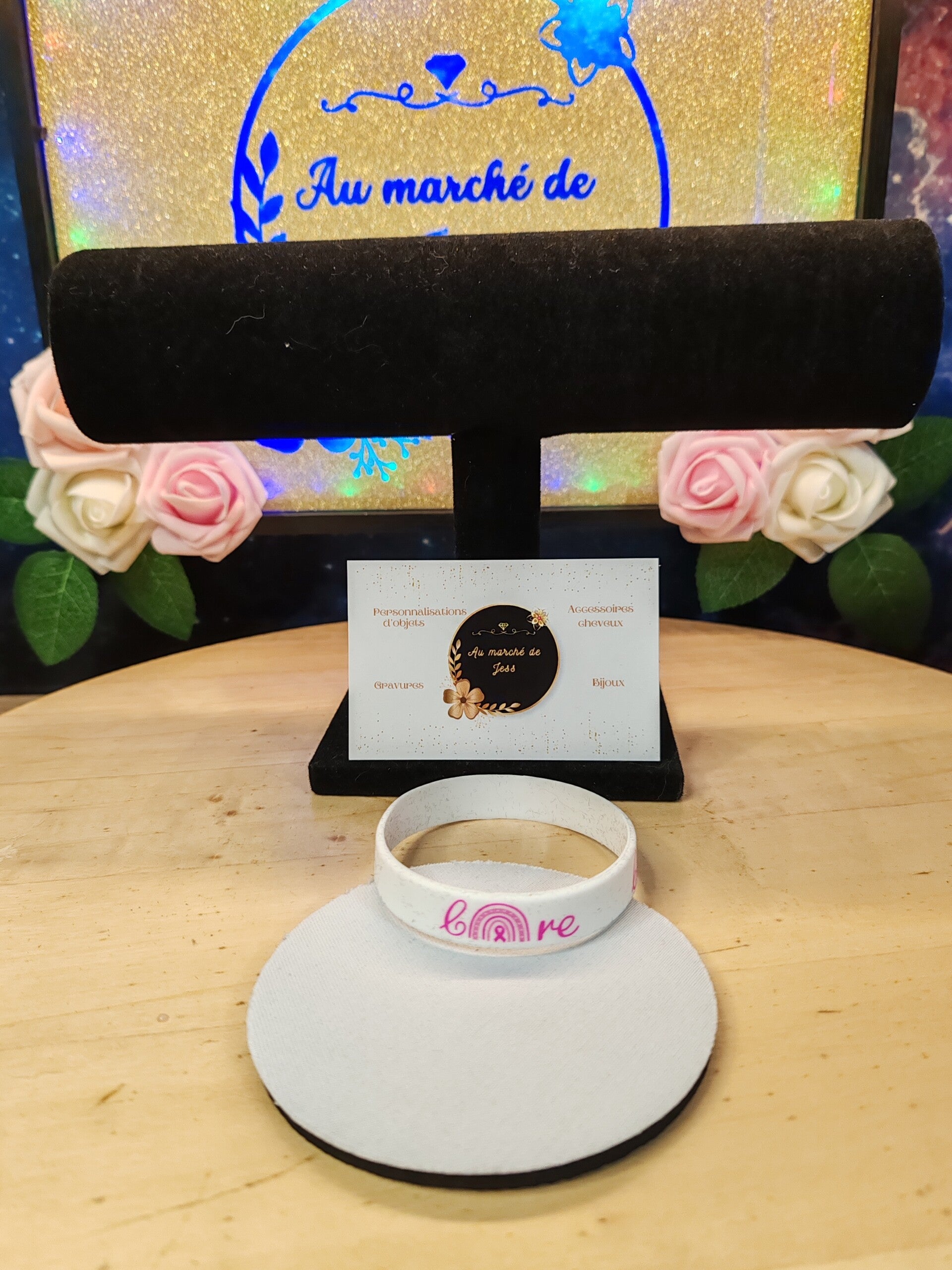 Bracelet octobre rose Love arc