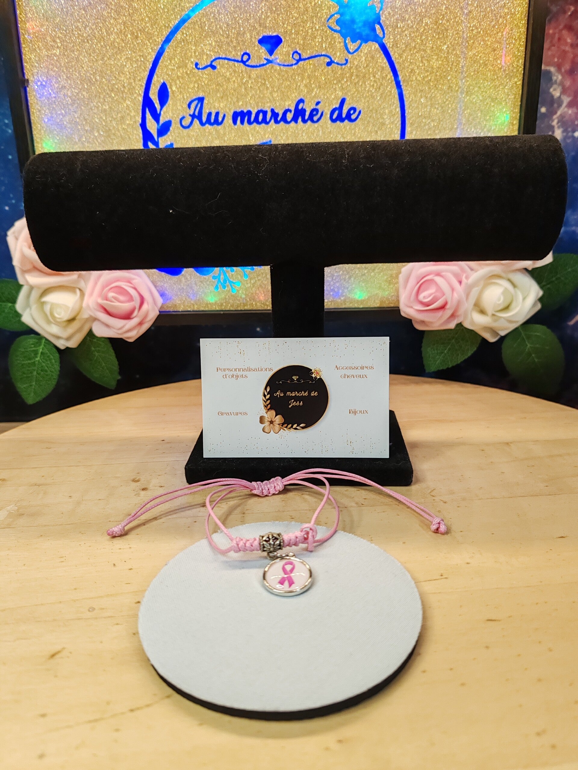 Bracelet sensibilisation octobre rose bijoux