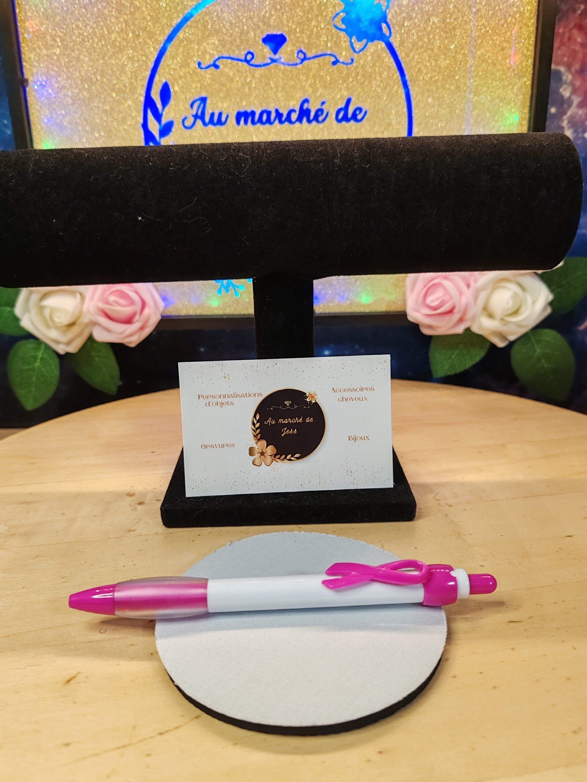 Stylos ruban rose