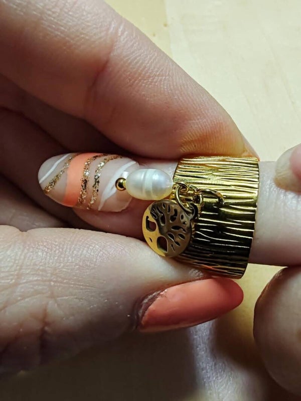 Bague breloque arbre de vie et perle de culture