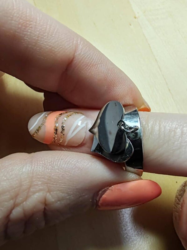 Bague breloque double cœur