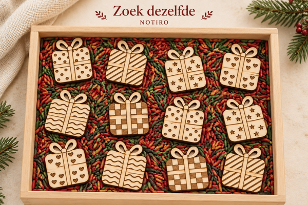 Zoek dezelfde – Houten pakjes met patronen