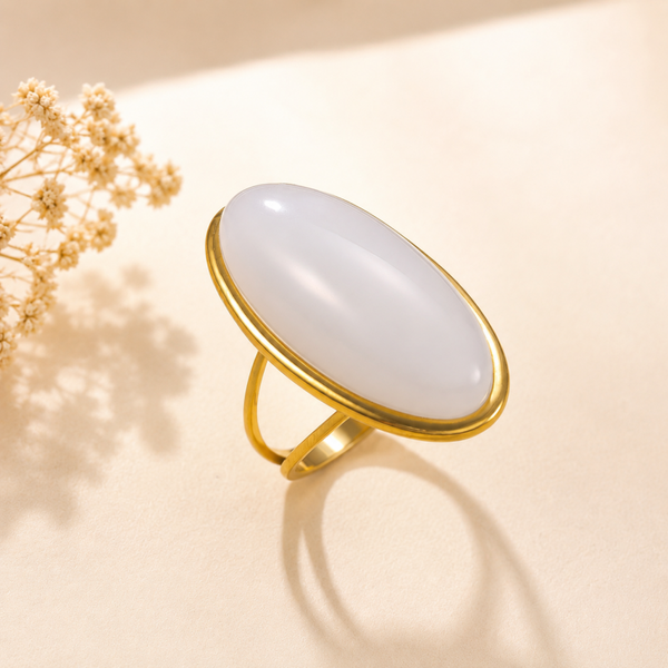 Pearl Elegance – Ovale Witte Ring