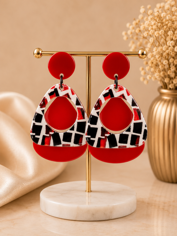 Rouge Mosaic Oorbellen – Urban Chic Collection