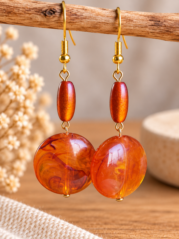 🍂 Amber Sunset – Goudkleurige oorbellen