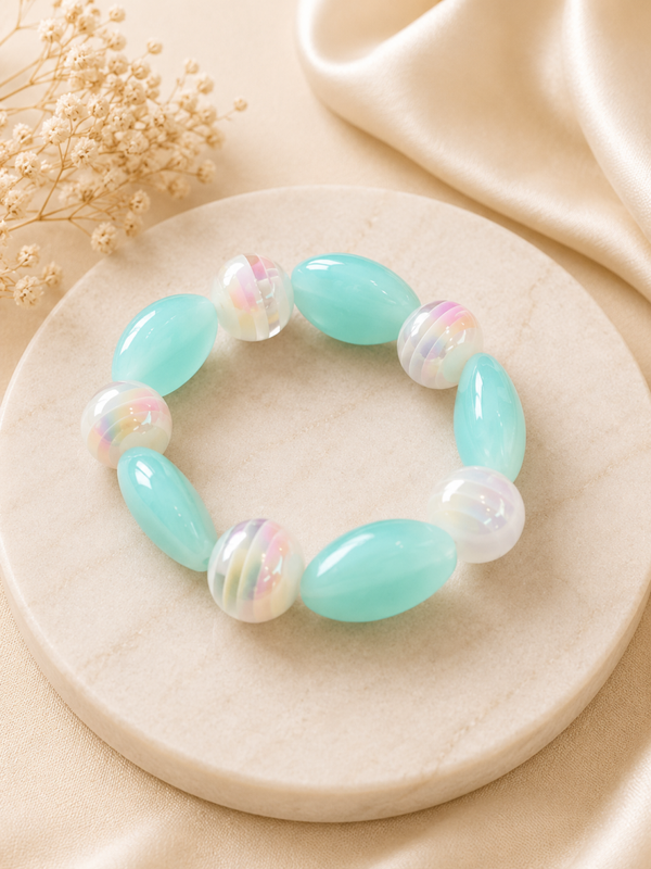 Pastel Dream Stretch Armband – Aqua Glow – 15 cm